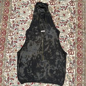 Triple Cherry tie dye Sleeveless zip hoodie black, grey, green size M